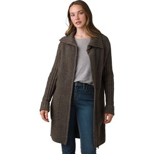Prana Yunna Organic Cotton Blend Long Full Zip Cardigan with Pockets